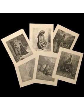 6 - c1890 Prints from La Fontaine Fables Engravings by Gustave Doré